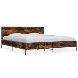 VidaXL Cadru de pat, stejar fumuriu 200x200 cm lemn prelucrat și metal