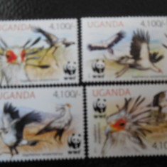 Uganda-Fauna wwf,pasari-serie completa,nestampilate MNH