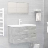 Set mobilier de baie, 2 piese, gri beton, PAL