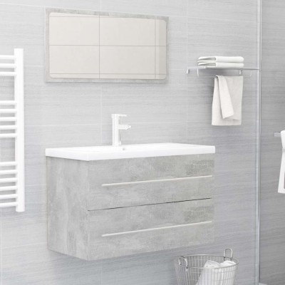 Set mobilier de baie, 2 piese, gri beton, PAL foto