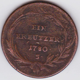 2.Ungaria Austria 1 EIN KREUTZER krajczar 1780 S Szomolnok Schmollnitz-Slovacia foto