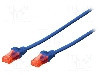 Cablu patch cord, Cat 6, lungime 1m, U/UTP, DIGITUS - DK-1617-010/B