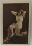 TANARA NUD , CU VOAL , CARTE POSTALA CU SUBIECT EROTIC , ANII ' 20