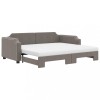 Pat de zi cu extensie si saltele, gri taupe, 90x200 cm, textil