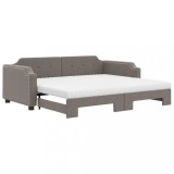 Cumpara ieftin Pat de zi cu extensie si saltele, gri taupe, 90x200 cm, textil