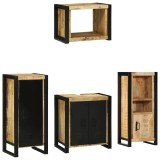 Set de mobilier pentru baie 4 pcs Maro Lemn de mango solid