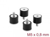 Set 4 buc amortizor vibratii M5x0.8 mm/20x15mm, Delock 60819
