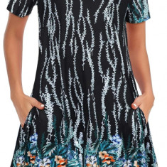 Femei Rochii de Vară Plajă Casual Tricou Plus Size Floral Mânecă Scurtă Loo