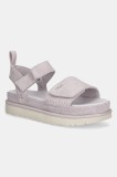 UGG sandale din piele intoarsa Goldenstar femei, culoarea roz, cu platforma, 1136783-BYF