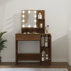Gossi masa de toaleta cu led, stejar maro, 86,5x35x136 cm