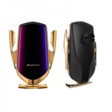 Incarcator Wireless Auto cu Senzor, Clema Grila Ventilatie Auriu R1