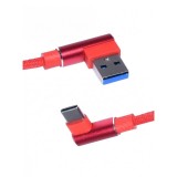 Cablu de date si incarcare elSales ELS-W05C USB-USB TIP C, conectori 90&deg;, rosu