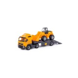 Cumpara ieftin Trailer+excavator - Volvo PowerTruck, 89x19x25 cm, Wader, Polesie