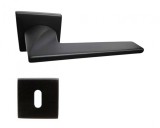 M&acirc;ner ușă interior M1061, negru mat, rozetă cheie, aliaj AlZn, rozetă slim 50x50x7mm, Italia