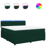 Cumpara ieftin Pat box spring cu saltea, verde inchis, 180x200 cm, catifea