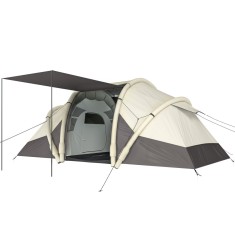 Outsunny Cort Gonflabil Camping 2-4 persoane cu pompă 2 camere și zonă de zi impermeabil 3000 mm 485x245x188 cm gri | Aosom Romania