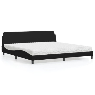 vidaXL Pat cu saltea, Dover, negru, 200x200 cm, piele ecologică 3208477 foto