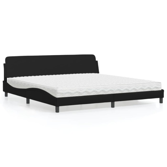 vidaXL Pat cu saltea, Dover, negru, 200x200 cm, piele ecologică 3208477