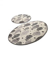 Set 2 Covorase baie Fish White, 60 x 100 cm, 50 x 60 cm, Antiderapant, Alb