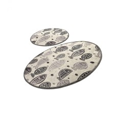 Set 2 Covorase baie Fish White, 60 x 100 cm, 50 x 60 cm, Antiderapant, Alb