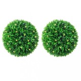 VidaXL Mingi artificiale din lemn de cimiș cu lumini LED 2 buc Verde