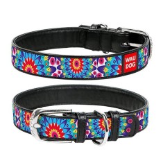Zgrada din piele WAUDOG Flowers, neagra 19 - 25 cm, 12 mm foto