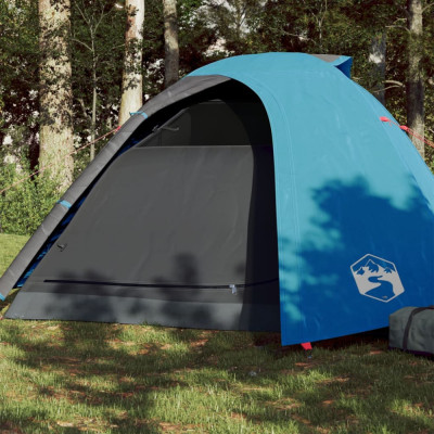 vidaXL Cort de camping pentru 4 persoane, albastru, impermeabil foto