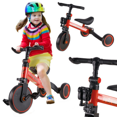 Tricicleta reglabila 3in1 pentru copii culoare rosie, Tenshop foto