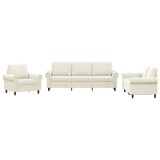 Cumpara ieftin Set de canapele cu perne, 3 piese, crem, catifea