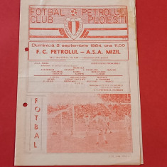 Program meci fotbal PETROLUL PLOIESTI - ASA MIZIL (02.09.1984)
