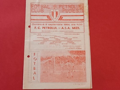 Program meci fotbal PETROLUL PLOIESTI - ASA MIZIL (02.09.1984) foto