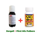 Antiparazitar extern, păduchi, căpuşe, pentru păsări Dergall 10 ml + Praf păduchi, căpușe păsări, Piret Mix pulbere 100 gr