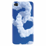 Husa silicon pentru Apple Iphone 4 / 4S, Heart Shaped Clouds Blue Sky
