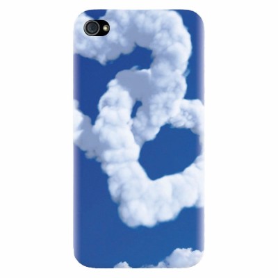 Husa silicon pentru Apple Iphone 4 / 4S, Heart Shaped Clouds Blue Sky foto