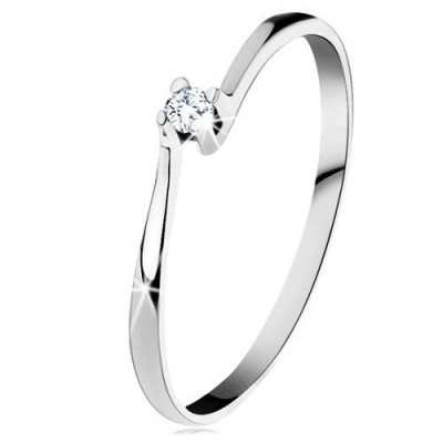 Inel din aur alb de 14K - diamant transparent, strălucitor &amp;icirc;n montură lucioasă - Marime inel: 60 foto