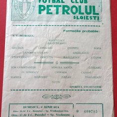 Program meci fotbal PETROLUL PLOIESTI - SPORTUL STUDENTESC BUCURESTI(09.06.1974)