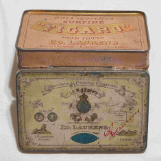 Khedive export Franta pt Egipt 100 tigarete FIGARO, cutie veche din tabla 1930
