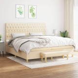 Cumpara ieftin Gossi pat box spring cu saltea, crem, 200x200 cm, textil