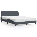 VidaXL Pat cu saltea, Dover, gri &icirc;nchis, 140x190 cm, catifea 3208392