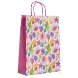 Sacosa cadou din hartie, Alba cu model vara, 32x11x42cm, CMCLASS