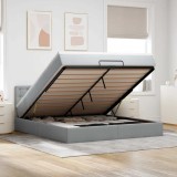 Cumpara ieftin Pat otoman cu saltea țesătură gri deschis 160x200 cm