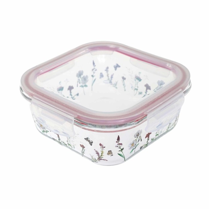 Caserola alimente, 3SC080-LL, sticla, patrata, transparenta, 0.8 L