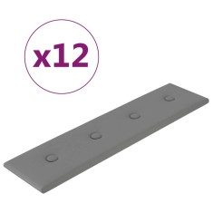Panouri perete 12 buc. gri 60x15 cm, piele ecologica, 1,08 m&amp;sup2; foto