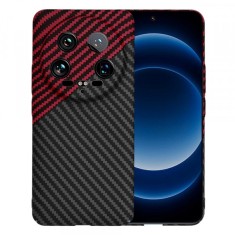 Husa pentru Xiaomi 14 Ultra, Techsuit, Carbonite FiberShell Vortex, Rosie foto