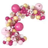 Set arcada baloane decorative Pisicuta Marie din 129 piese, aranjament pentru petrecere, calitate latex Extra, Roz