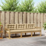 vidaXL Set de canapele de exterior cu pernă 3 pcs Alb și Bej Poliester 3385982