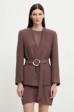 ISABELLE BLANCHE sacou culoarea maro, un singur rand de nasturi, uni, IS25SS-J040-T008