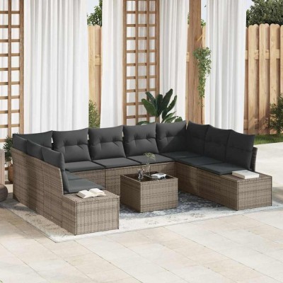 Set de canapele pentru grădină 10 pcs Gri 289 x 209 x 85 cm foto