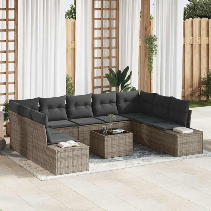 Set de canapele pentru grădină 10 pcs Gri 289 x 209 x 85 cm