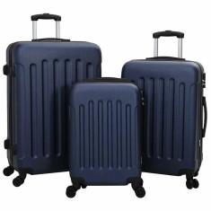vidaXL Set de Valize 3 Piese Hard Shell Albastru 20&rdquo; 24&rdquo; 28&rdquo; din ABS